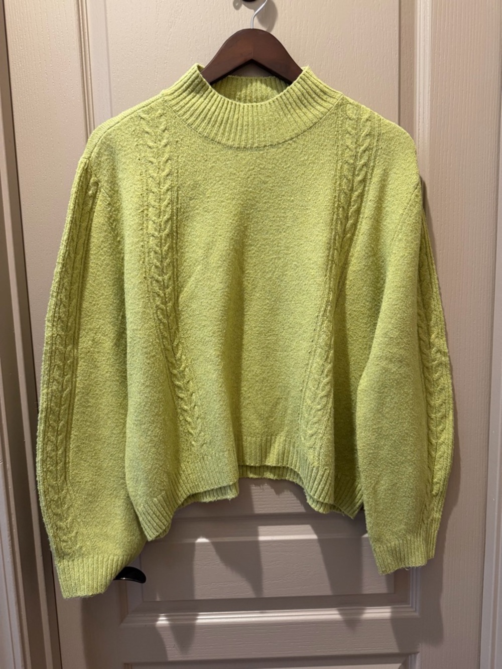 Chelsea & Violet Lime Cable Mock Neck Sweater